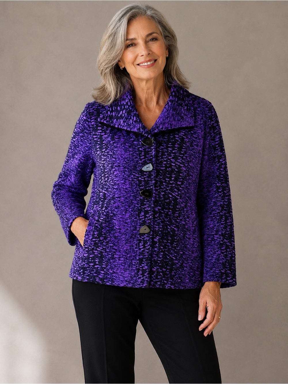 NWT Liv by Habitat 201413 Nouveau Knit Thick Stretchy Boxy Jacket Coat Sz L/XL